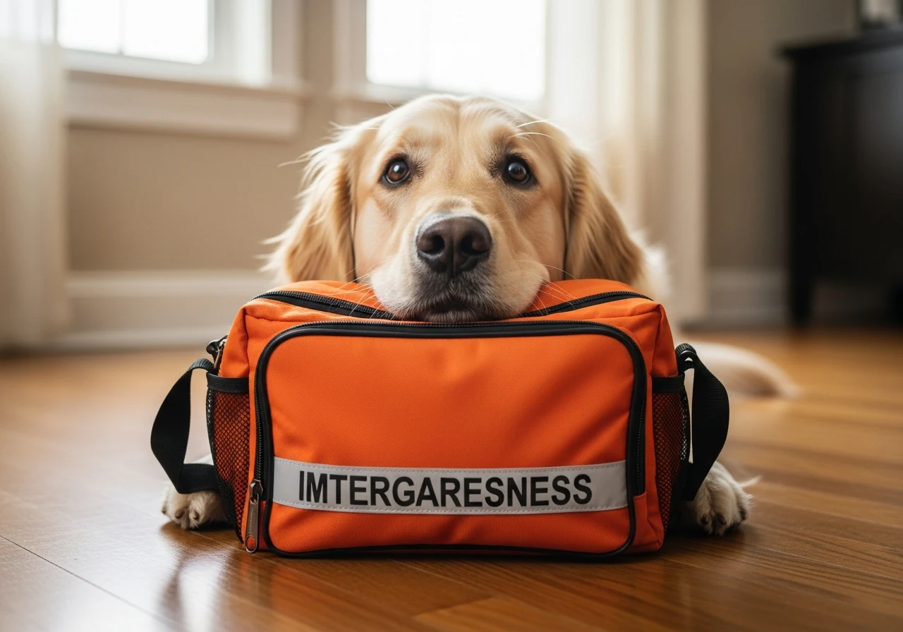 PawQR Dog Emergency Kit — complete kit with QR tag, food pouches, and first-aid items